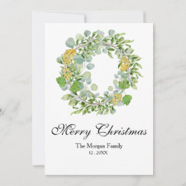 Cartão De Festividades Guirlanda de Natal Aquarela