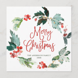 Cartão De Festividades Guirlanda de Natal de Azevinho e Frutas Natalícia