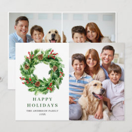 Cartão De Festividades Guirlanda de Natal de Pinhas com Frutas de Azevinh