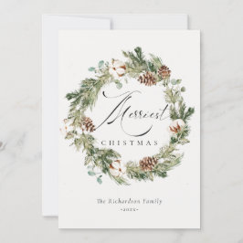 Cartão De Festividades Guirlanda de Natal Mais Alegre de Algodão com Pinh