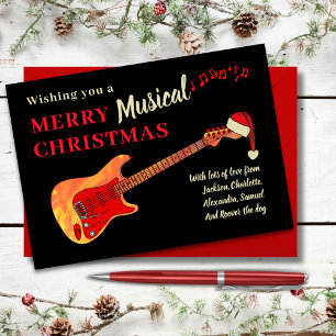 Cartão De Festividades Guitar de Natal Personalizado