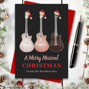 Cartão De Festividades Guitar Natal Alegre Música Personalizada