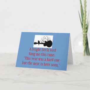 Cartão De Festividades guitarra, birdSang pequeno brilhante de A mim este