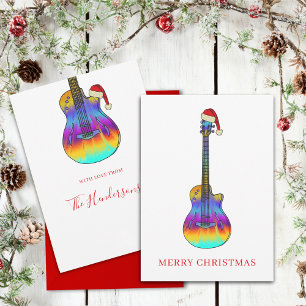 Cartão De Festividades Guitarra de Natal legal Psicodélico