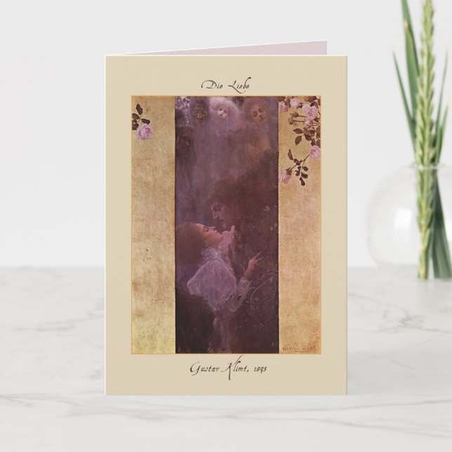 Cartão De Festividades Gustav Klimt O Amor 1895 (Frente)
