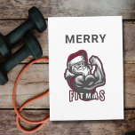 Cartão De Festividades gym lover fit Santa merry Christmas funny<br><div class="desc">the perfect Christmas card for gym and fitness lover featuring a fit Santa flexing his biceps and the text,  Merry Fitmas</div>