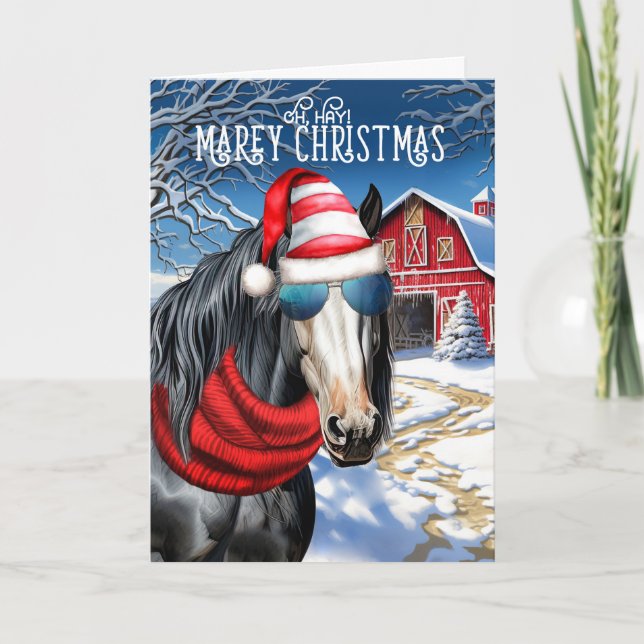 Cartão De Festividades Gypsy Vanner Horse Engraçado Mare Natal (Frente)