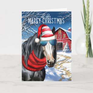 Cartão De Festividades Gypsy Vanner Horse Engraçado Mare Natal