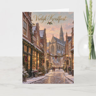 Cartão De Festividades Haarlem Winterstraat Feliz Natal