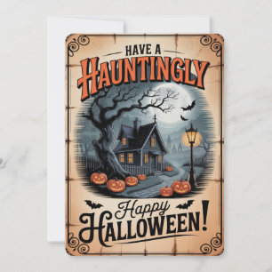 Cartão De Festividades "Halloween Assustadoramente Feliz" Casa Branca