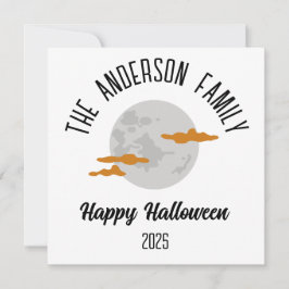 Cartão De Festividades Halloween Brilhando Nome Personalizado da Lua Comp