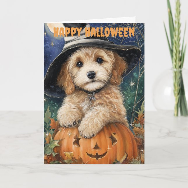 Cartão De Festividades Halloween Cockapoo Dog (Frente)