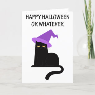 Cartão De Festividades Halloween de Gato Negro Engraçado