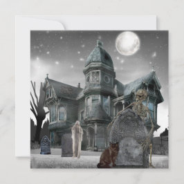 Cartão De Festividades Halloween Graveyard Haunted House
