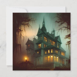 Cartão De Festividades Halloween Haunted House Scary