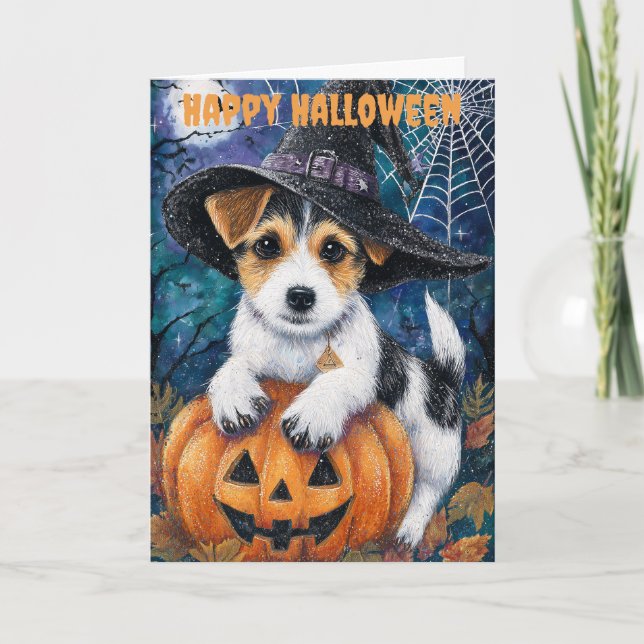 Cartão De Festividades Halloween Jack Russell Dog (Frente)