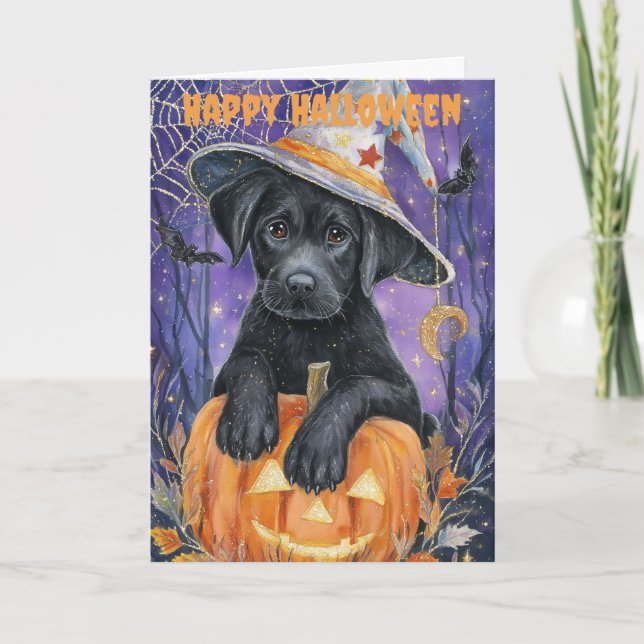 Cartão De Festividades Halloween Labrador Dog (Frente)