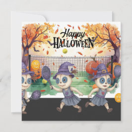 Cartão De Festividades Halloween para Festa de Jogador de Pickleball 