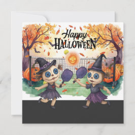 Cartão De Festividades Halloween para Festa de Jogador de Pickleball 