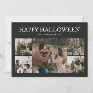 Cartão De Festividades Halloween Preto de 6 Fotos Antigas