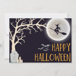 Cartão De Festividades Halloween Preto Minimalista e Feliz