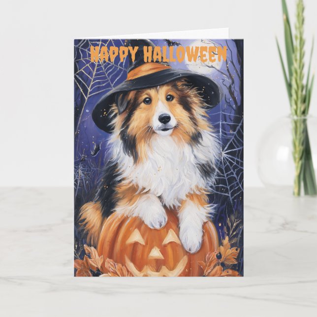 Cartão De Festividades Halloween Rough Collie Dog (Frente)