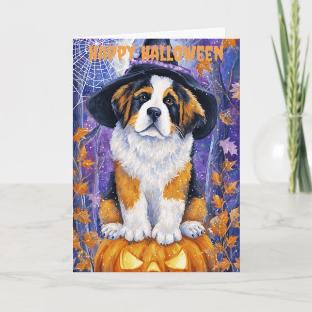 Cartão De Festividades Halloween Saint Bernard Dog (Frente)