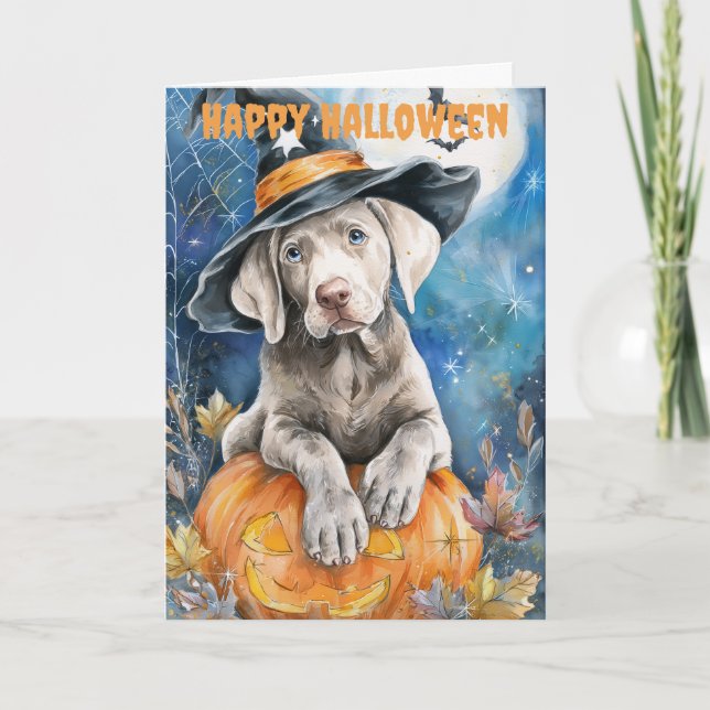 Cartão De Festividades Halloween Weimaraner Dog (Frente)