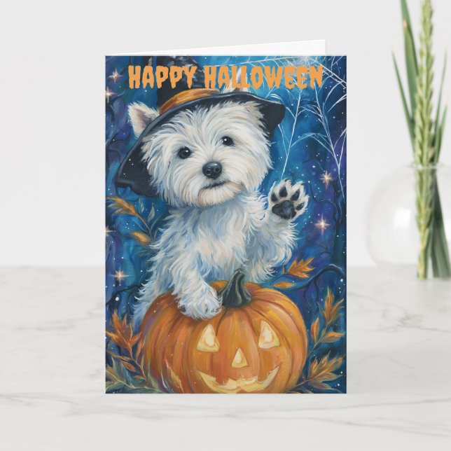 Cartão De Festividades Halloween Westie Dog (Frente)