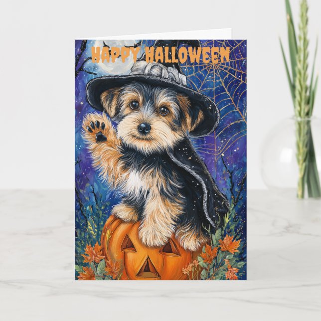 Cartão De Festividades Halloween Yorkshire Terrier Dog (Frente)