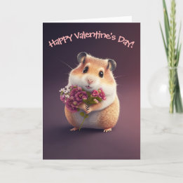 Cartão De Festividades Hamster Adorável com Flores para Dia de os namorad