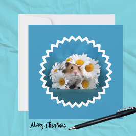 Cartão De Festividades Hamster Com Buquê de Flores de Margarida Feriado 