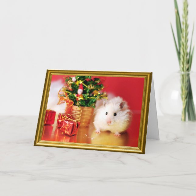 Cartão De Festividades Hamster Kokolinka com árvore de Natal (Frente)