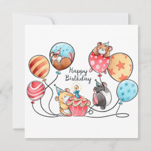 Cartão De Festividades Hamsters de Aniversário