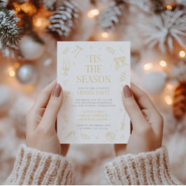 Cartão De Festividades Hand Drawn Christmas Holiday Dinner Party Invite