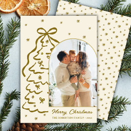 Cartão De Festividades Hand-Drawn Christmas Tree Arch Photo Christmas