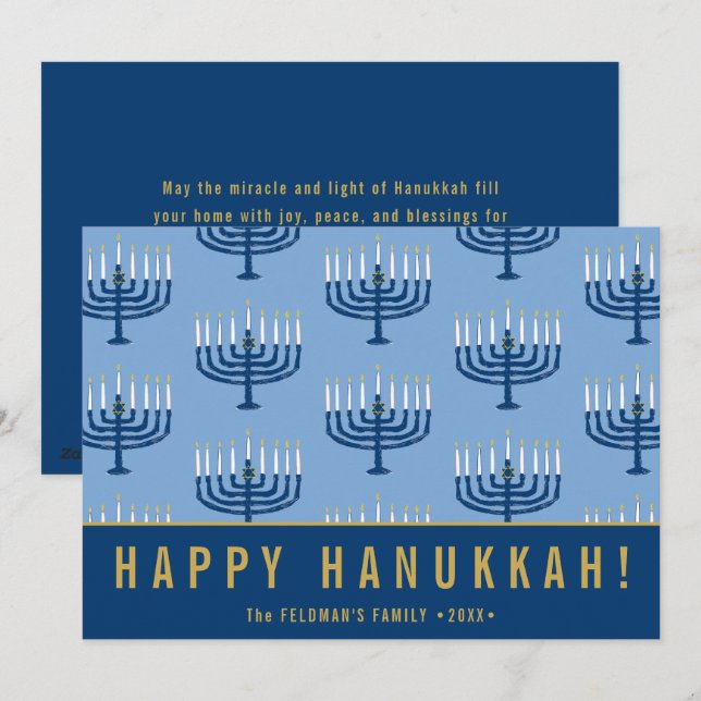 Cartão De Festividades Hand Drawn Hanukkah Candles Happy Hanukkah  (Frente/Verso)
