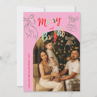 Cartão De Festividades Hand Drawn Merry and Bright Arch Photo Christmas