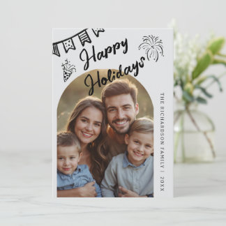 Cartão De Festividades Hand Drawn Modern Happy Holidays Arch Photo