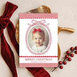 Cartão De Festividades Hand-Drawn Red Bow Ribbon Christmas Holiday Photo
