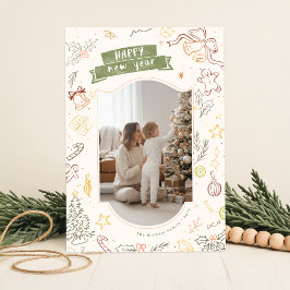 Cartão De Festividades Hand Drawn Scribble Doodle Family Photo Christmas