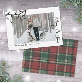 Cartão De Festividades Hand Drawn Tartan Whimsical Christmas