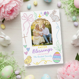 Cartão De Festividades Hand Drawn Whimsical Easter Photo Arch