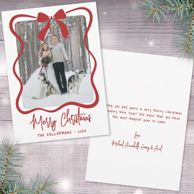 Cartão De Festividades Hand Drawn Whimsical Merry Christmas (Hand Drawn Whimsical Merry Christmas Holiday Card)