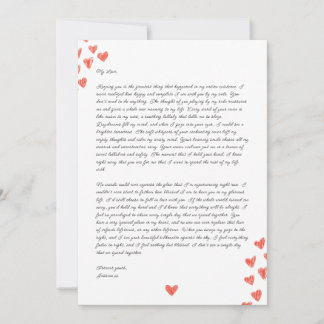 Cartão De Festividades Handwritten Love Letter with Hearts Valentine