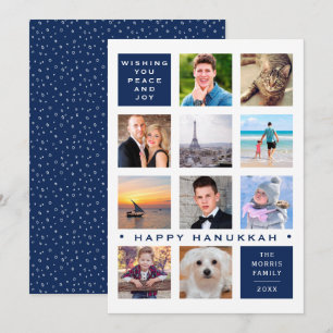 Cartão De Festividades Hanukkah 12 Foto Colagem Personalizada Moderna
