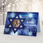 Cartão De Festividades Hanukkah 1 ou 2 Crianças da Família de Fotos Azul<br><div class="desc">Hanukkah 1 ou 2 Crianças da Família de Fotos Azul</div>