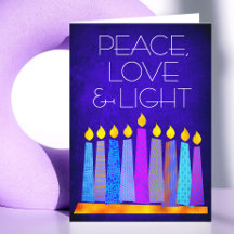 Hanukkah Blue Boho Padrão Vela Paz Luz de Amor