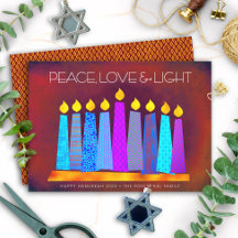 Hanukkah Boho Padrão Vela Paz Amor Vermelho Claro