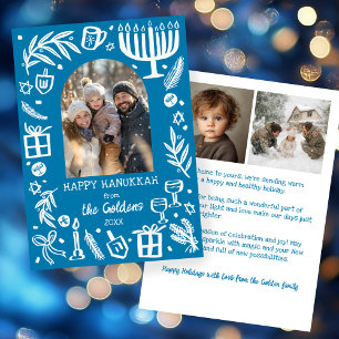 Cartão De Festividades Hanukkah Caprichoso Arco Personalizado 3 FOTO Cute